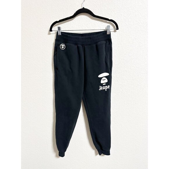 AAPE by A Bathing Ape Jogger Sweatpants Camo Pocket Fleece Black Men Small - Picture 1 of 6